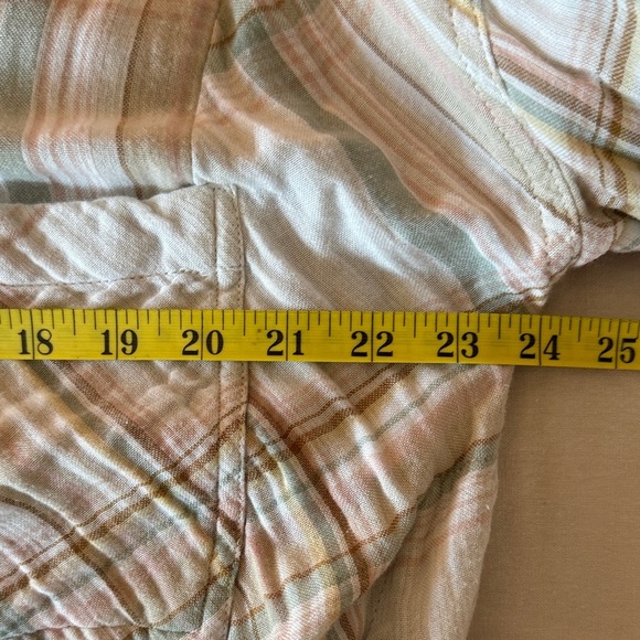 Free People Nordic Plaid Pastel Striped Button Down Shirt - Picture 13 of 14